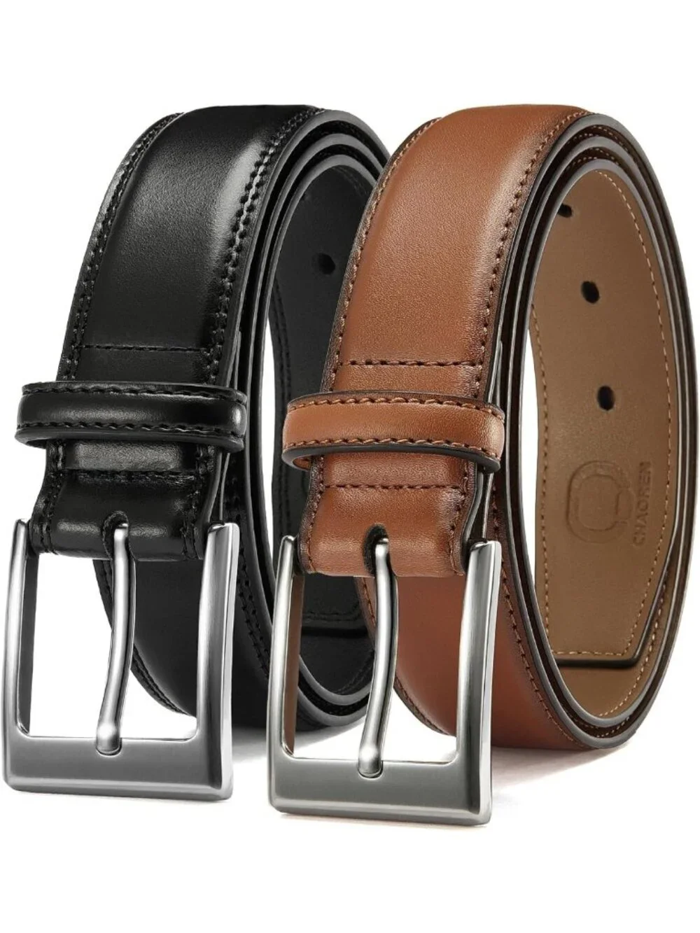 Men's Leather Dress Belt 2 Pack - 1 3/8